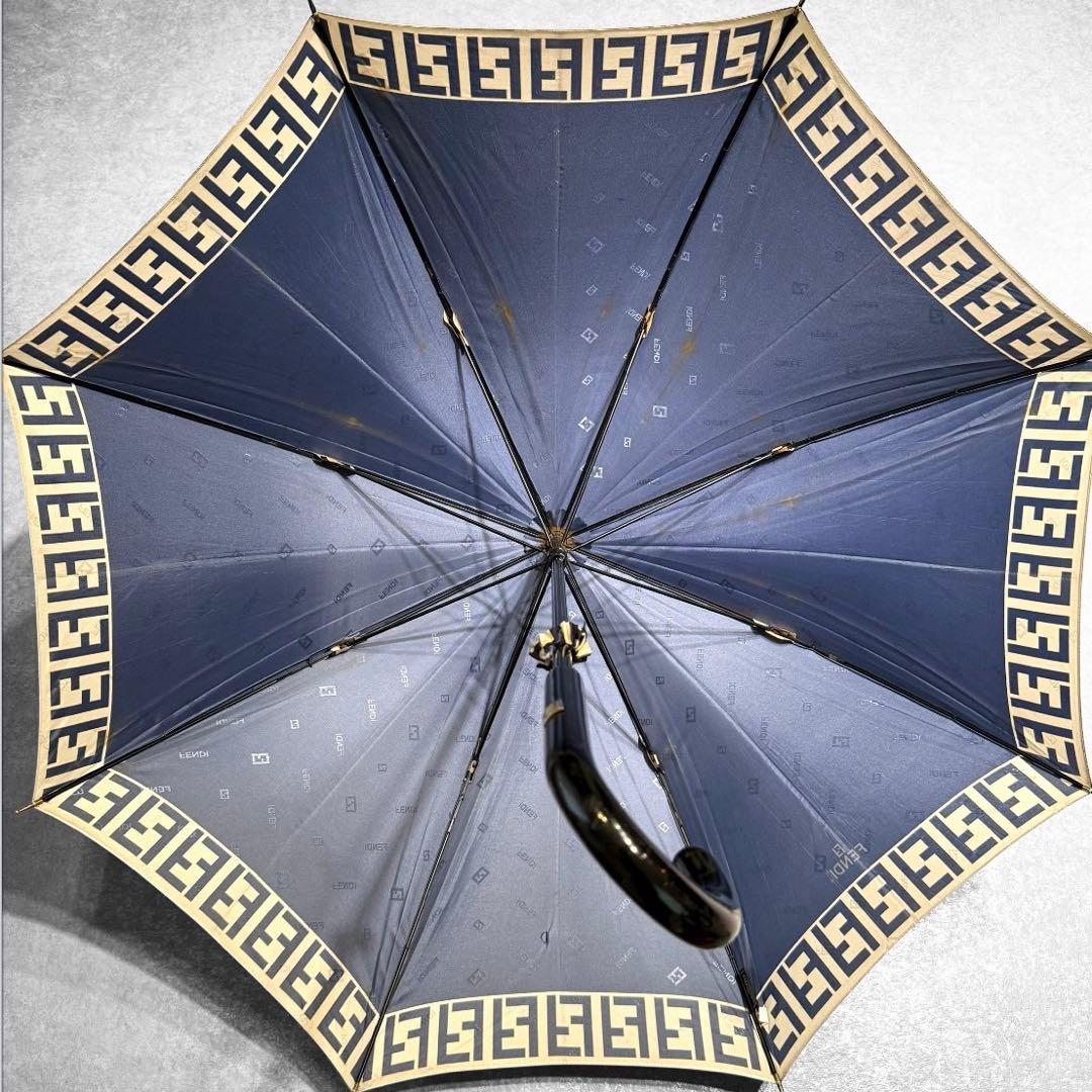 FENDI フェンディ 傘 雨傘 ジャガード　ズッカ　ネイビー