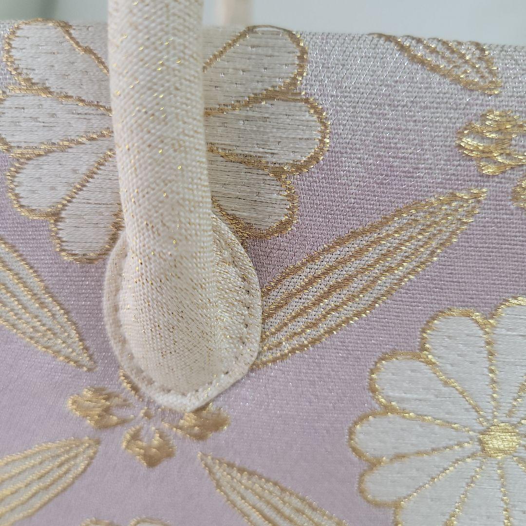 和装用利休バッグ 薄紫と薄緑のグラデーションに 菊文様などの刺繍