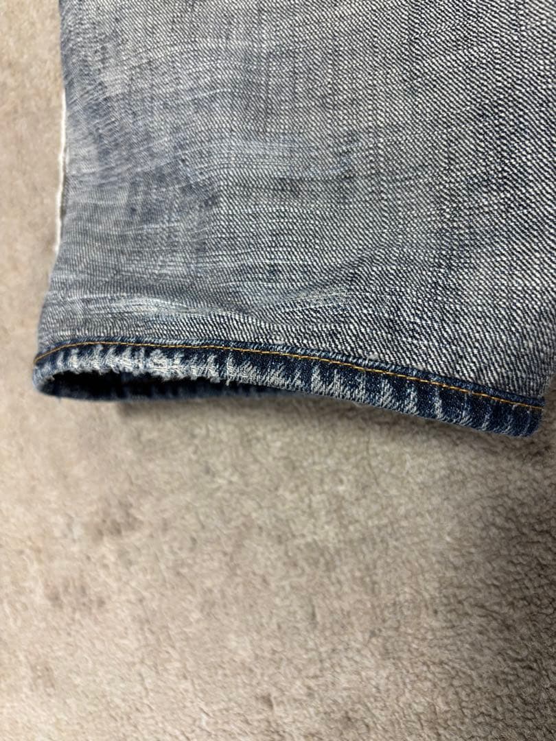 漢字刺繍ダークブルーストレートデニム