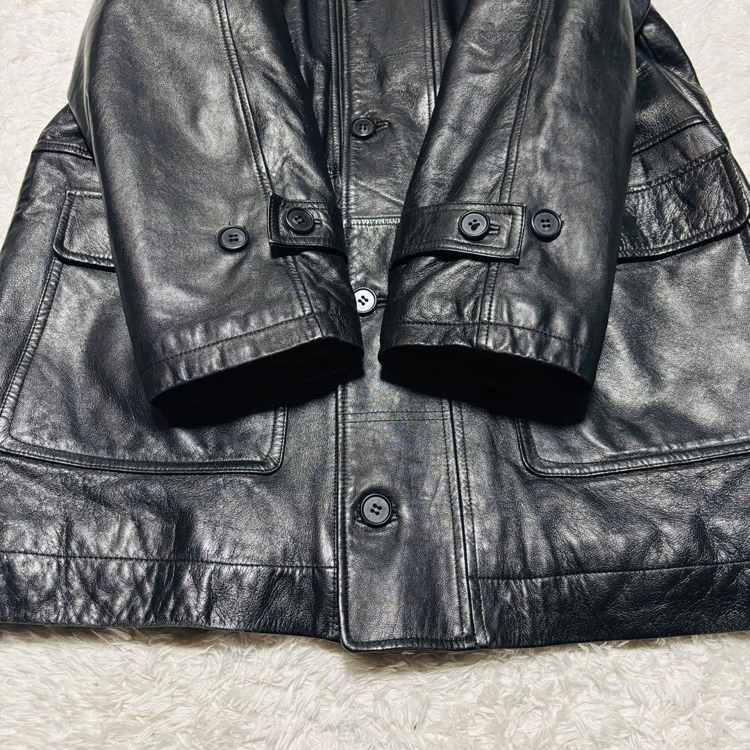 美品 ポールスミス ラムレザー ジャケット 羊革 カーコート ブラック Lサイズ