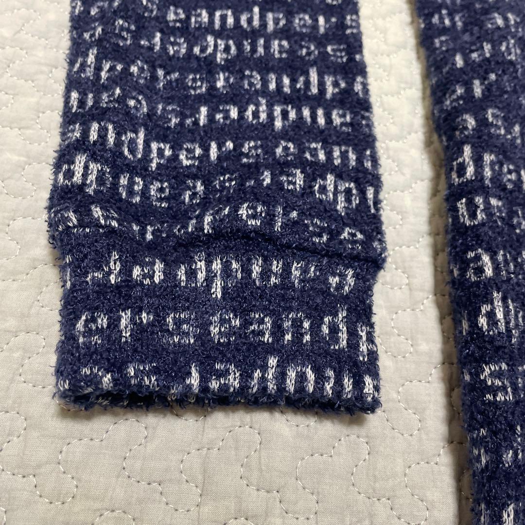美品 and per se アンパスィ ネイビー 長袖ポロシャツ 総柄 M