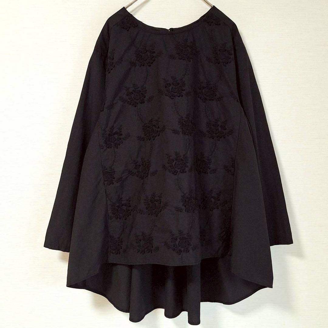 A2128 BEARDSLEY フロント刺繍 フレアブラウス プルオーバー F