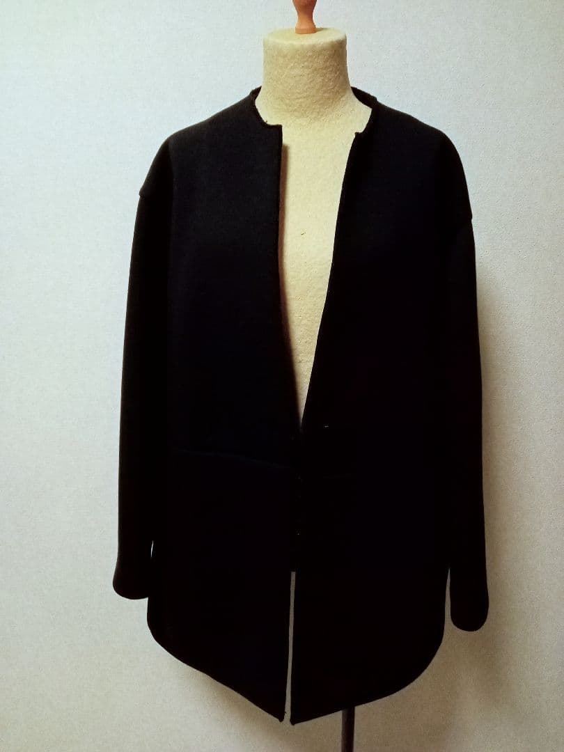 美品 Plage スポンジクルーネックコート 黒