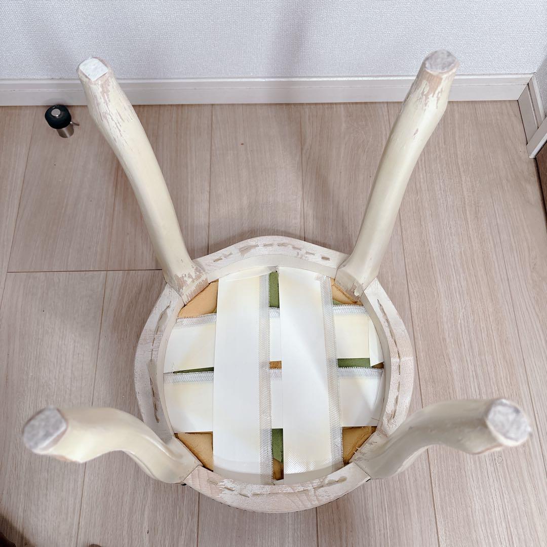 イタリア家具　ロココ調　スツール　オットマン　白家具　姫家具　美品