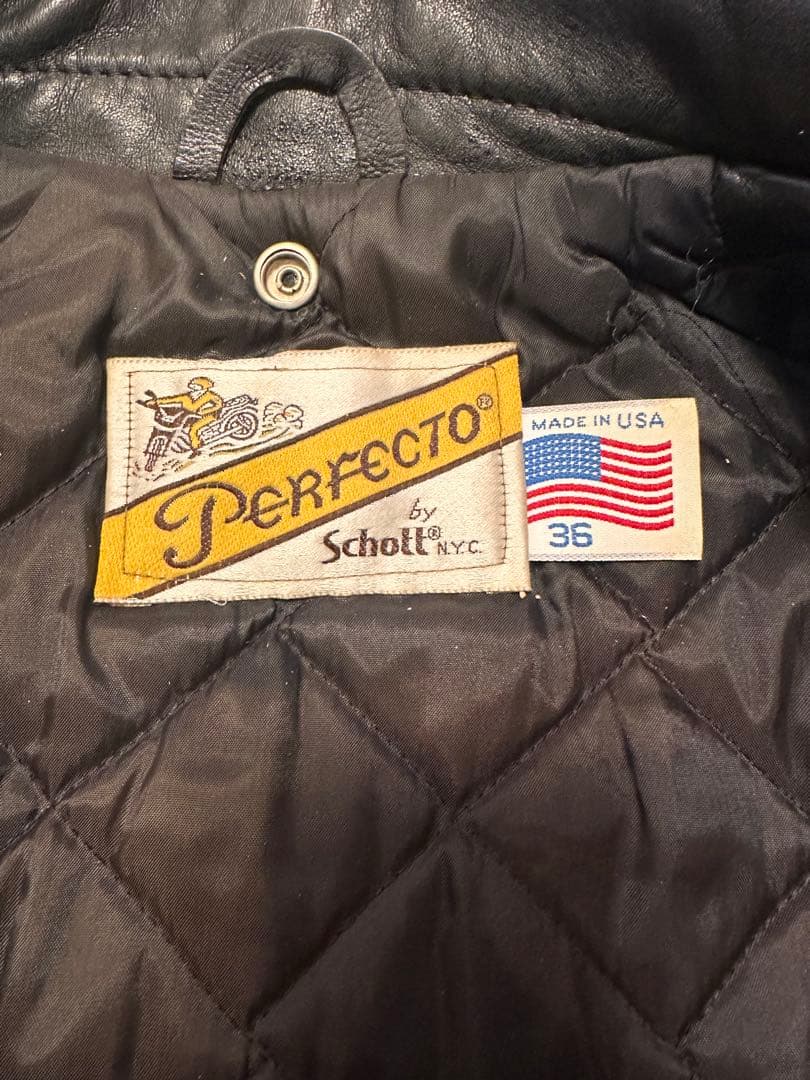 Schott Perfecto ブラックレザーライダースジャケット 36
