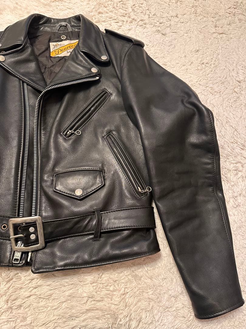 Schott Perfecto ブラックレザーライダースジャケット 36