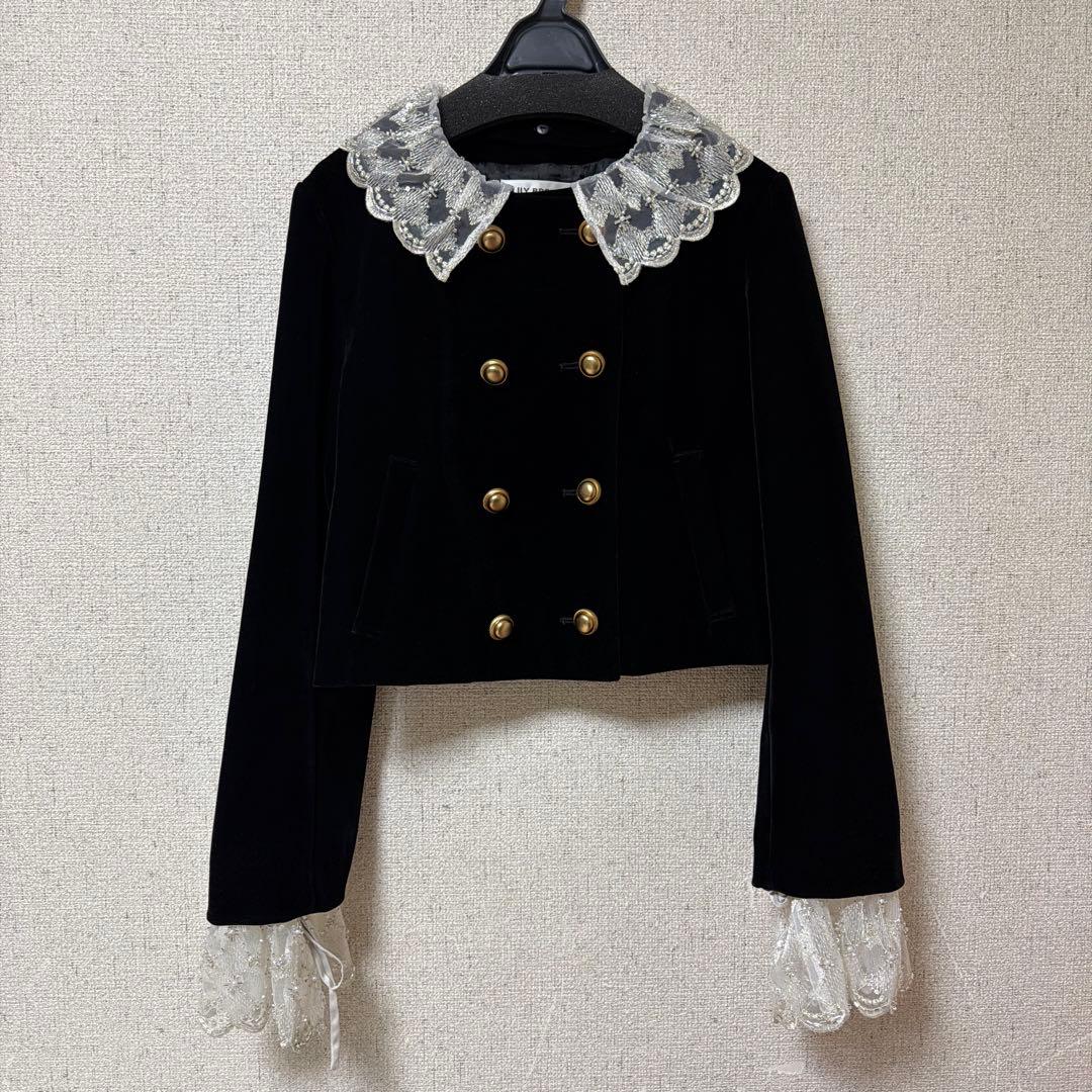 cotton リリーブラウン スカラップビジューアタッチジャケット