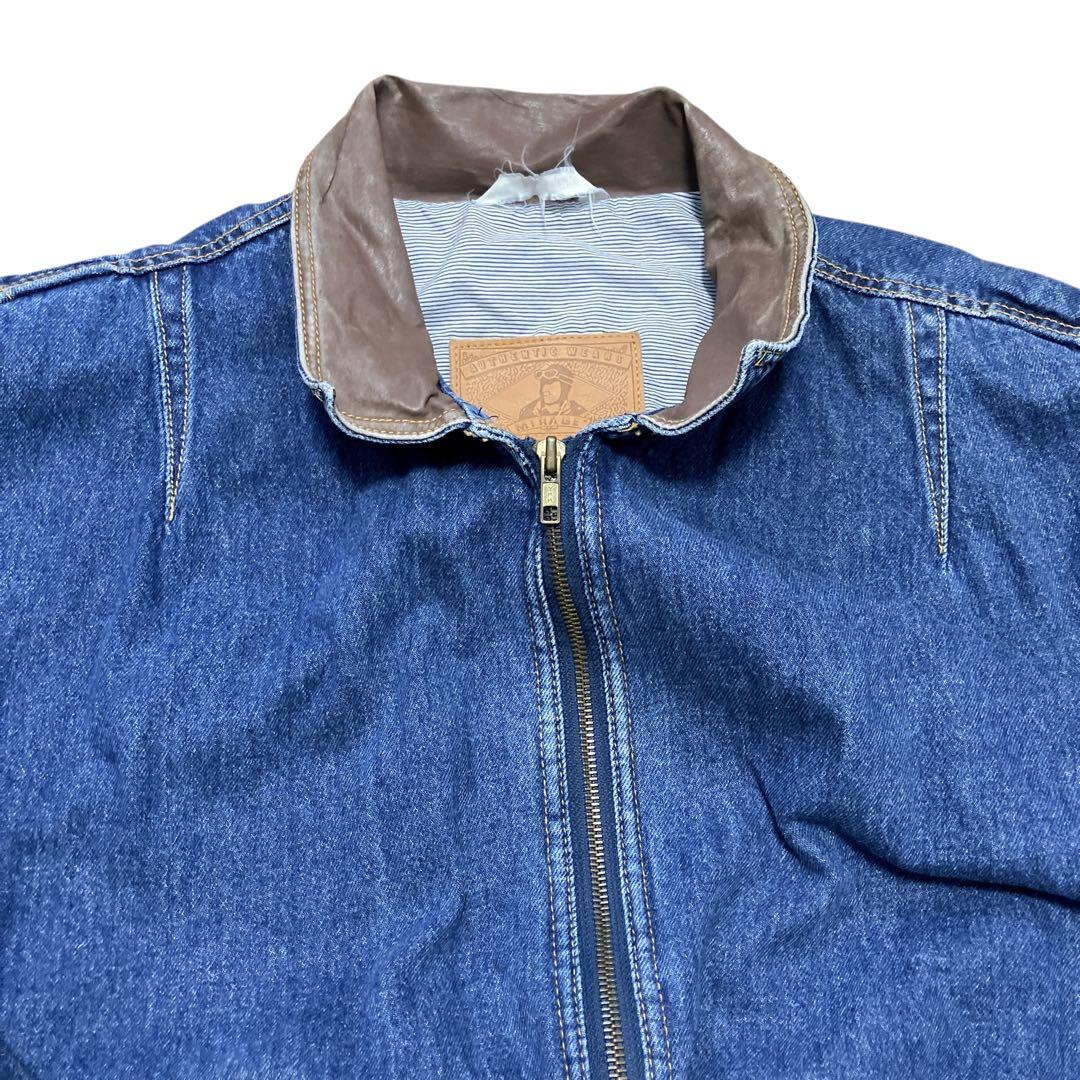 AUTHENTIC vintage 襟レザー切替デニムジャケットXL USA