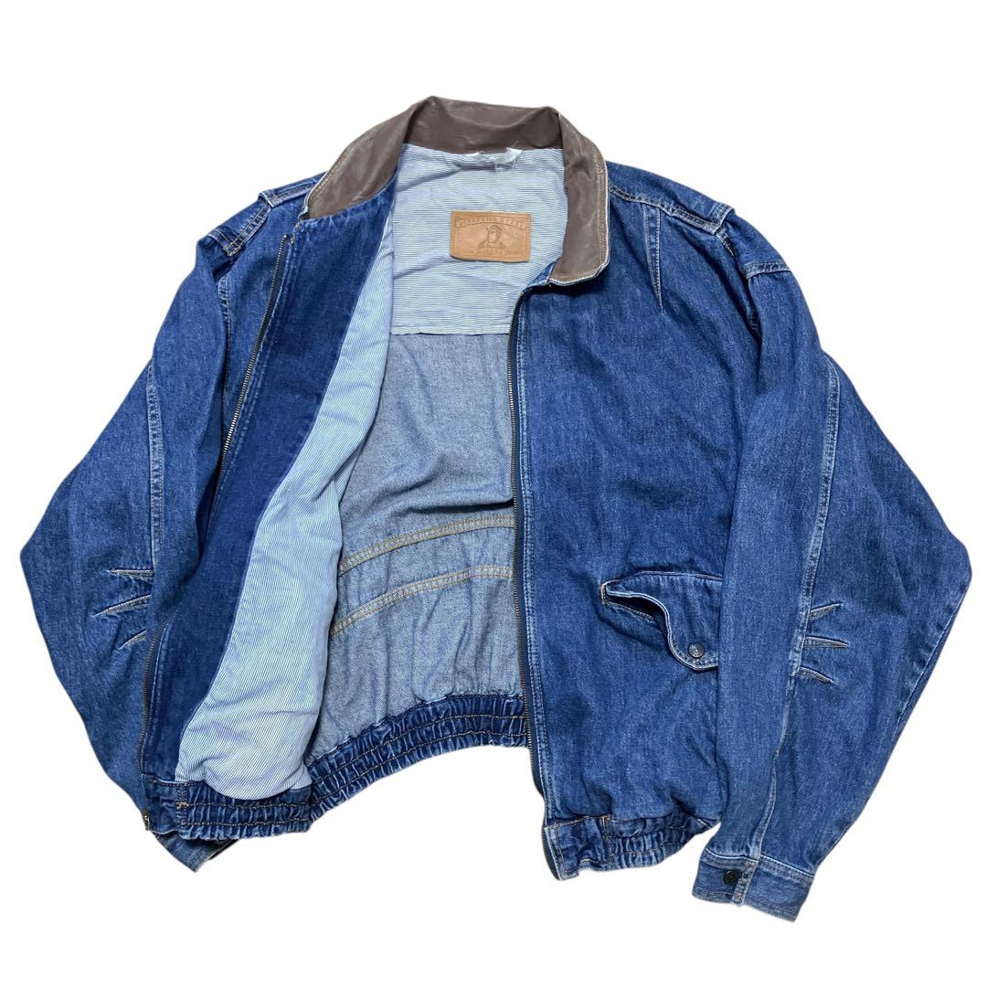 AUTHENTIC vintage 襟レザー切替デニムジャケットXL USA