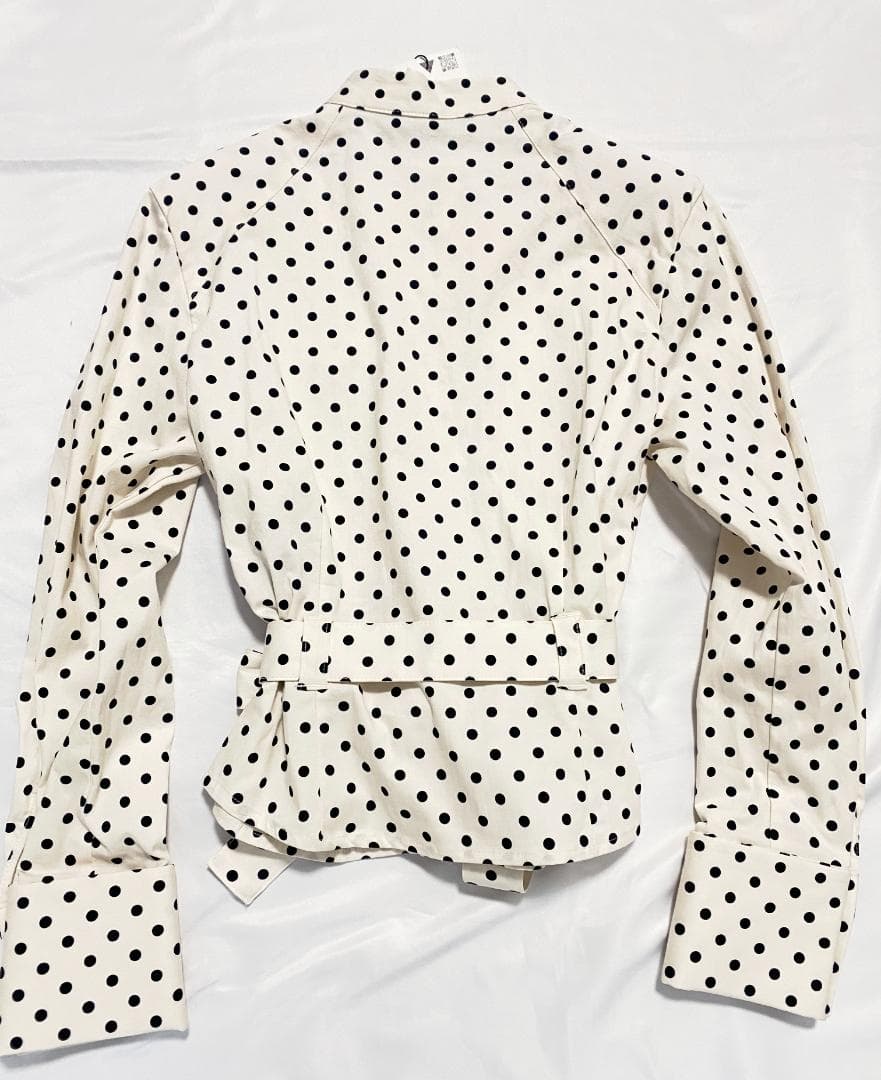 新品 ZARA ドット柄シャツジャケット 水玉 白色 黒色 XS