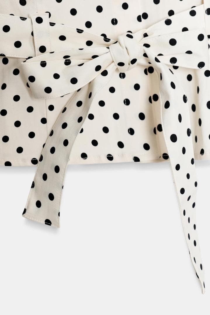 新品 ZARA ドット柄シャツジャケット 水玉 白色 黒色 XS