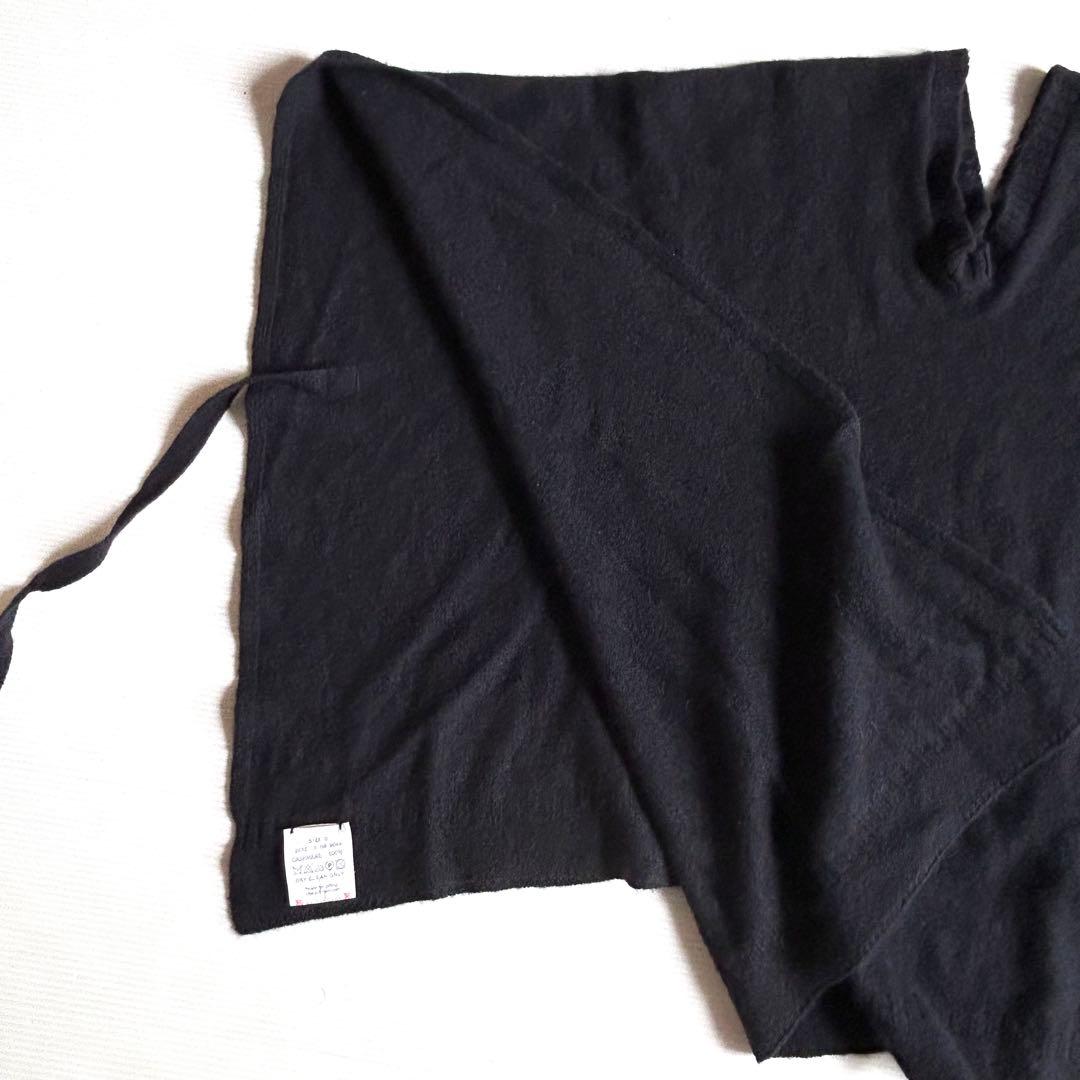 希少☆美品 45R カシミヤ100%ガンジーポンチョ ネイビー 定価3万