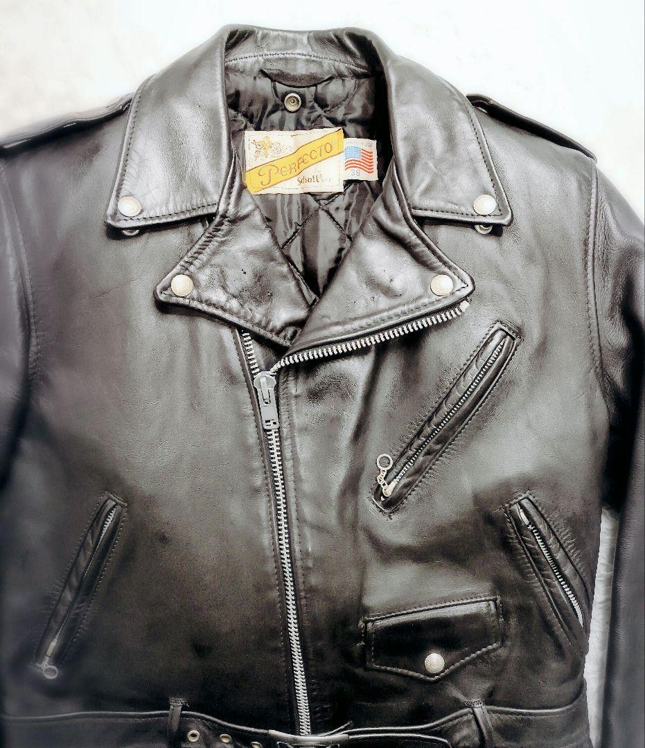 Schott 618 レザー ダブルライダースジャケット 38 バイカータグ後期
