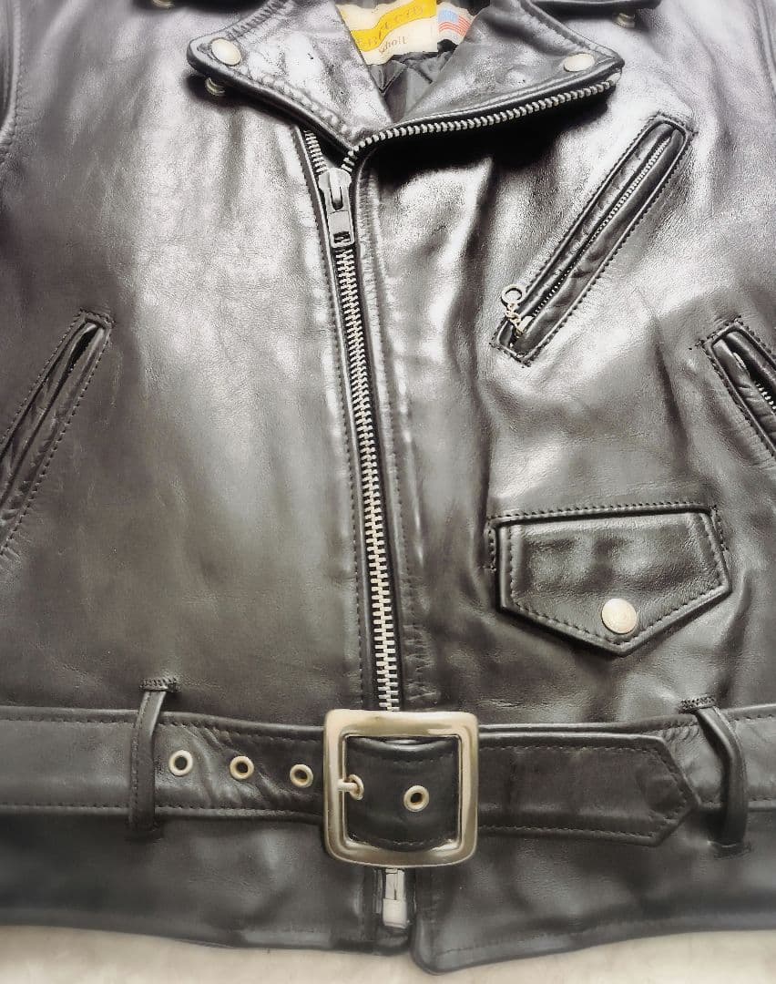 Schott 618 レザー ダブルライダースジャケット 38 バイカータグ後期