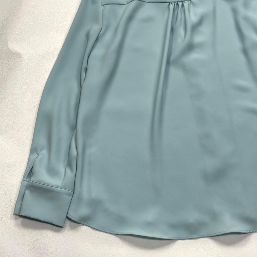 洗える theory luxe RONDI ボタン ブラウス 水色 とろみ L