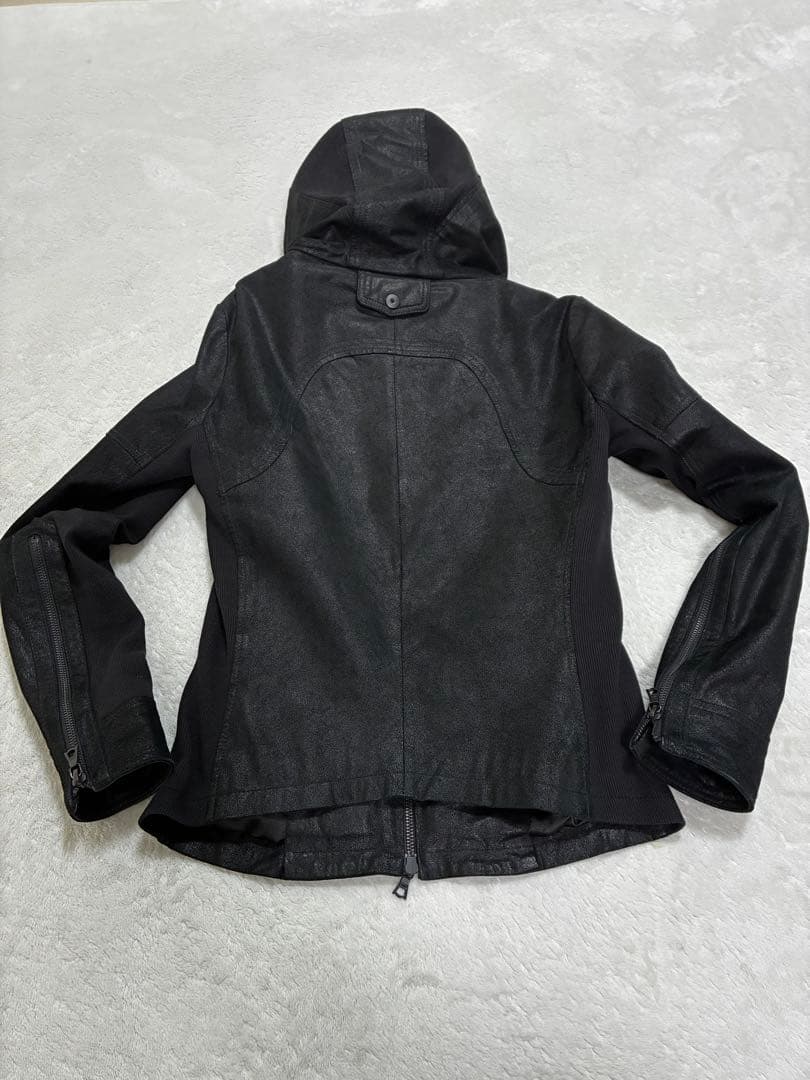 良好品　NOID.　黒　レザー フーデッドジャケット