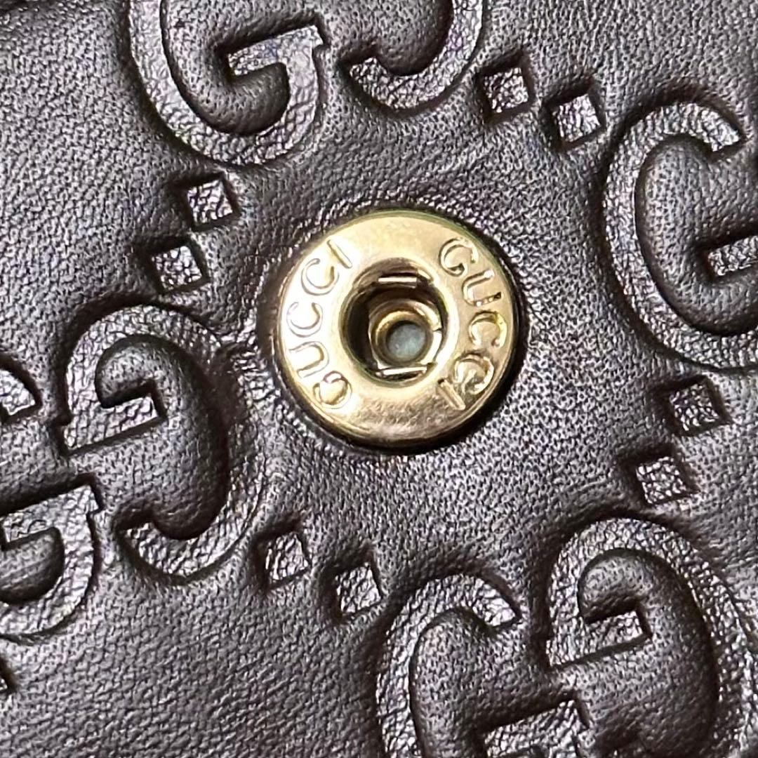 【良品】GUCCI グッチ　キーケース　6連　シマ　メタルロゴ　GG