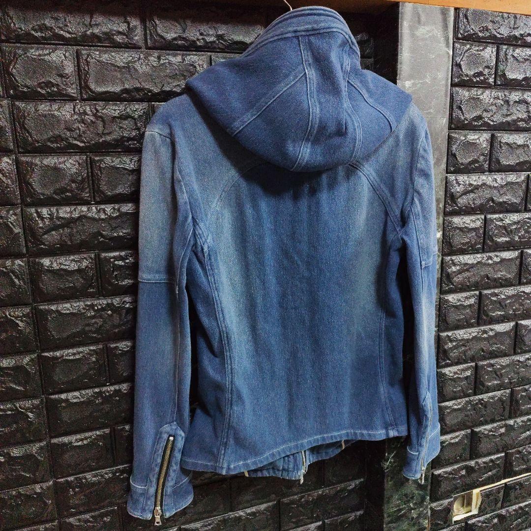 未使用に近い　NOID.　デニムスウェットフーデッドジャケット　USED加工　Ｍ