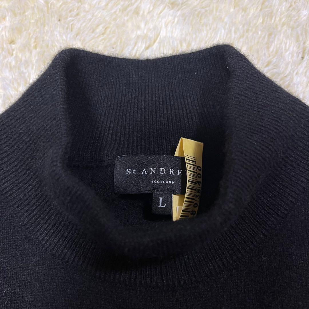 【カシミヤ100%】St ANDREWS モックネック ニット ゴルフ L 黒