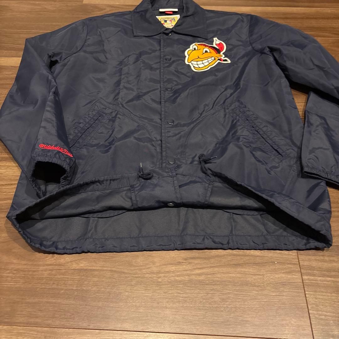 MLB インディアンズ　ミッチェルアンドネス　ネイビー　コーチジャケット　M
