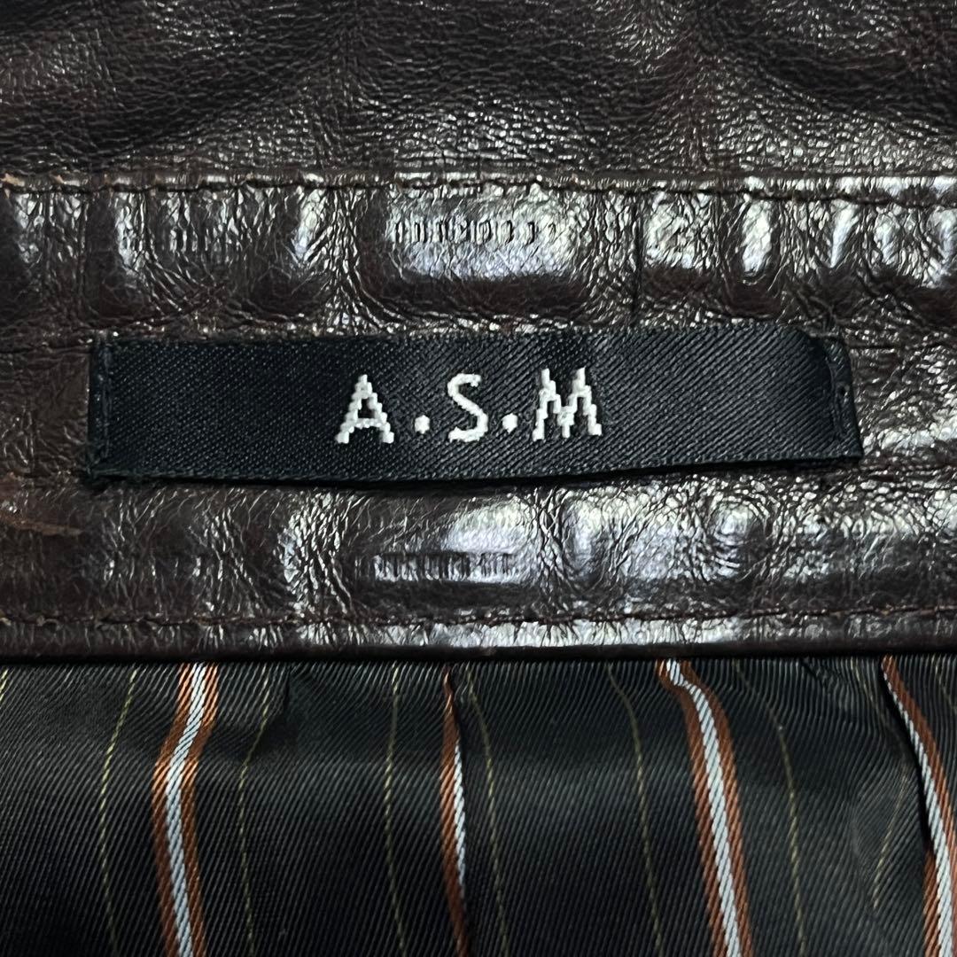 メンズファッション♪A.S.M シングルライダース レザーシャツジャケット