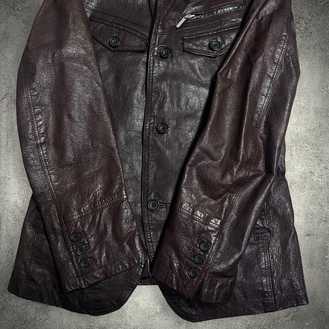 メンズファッション♪A.S.M シングルライダース レザーシャツジャケット