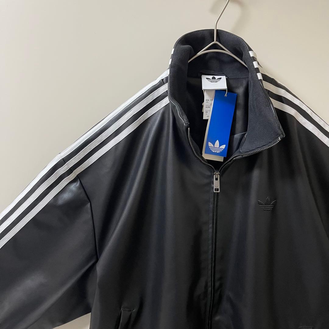 新品3XL】窪塚洋介 アディダス フェイクレザージャケットトップ プレザー3S黒