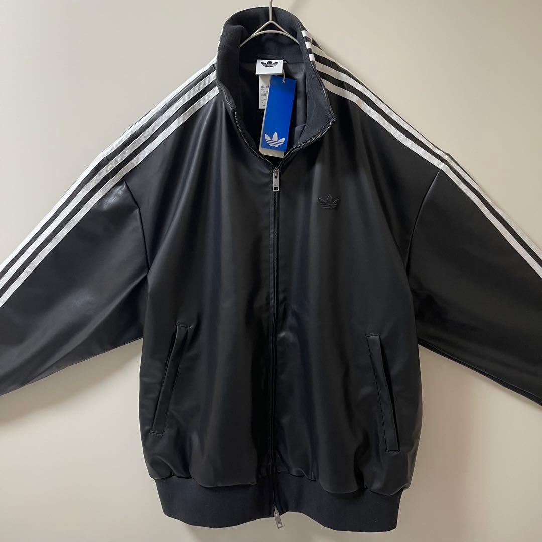 新品3XL】窪塚洋介 アディダス フェイクレザージャケットトップ プレザー3S黒