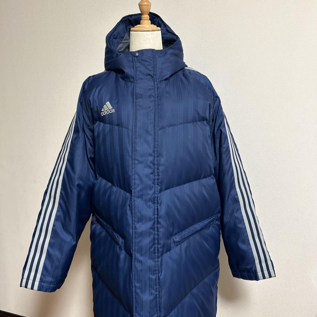 【SALE中】美品✨ adidas ネイビー ストライプ ベンチコート M
