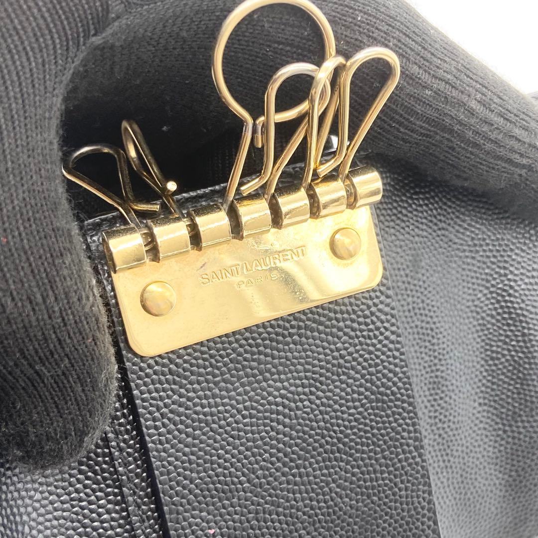 イヴサンローラン　キーケース　YSL カサンドラ　キャビアスキン　ブラック