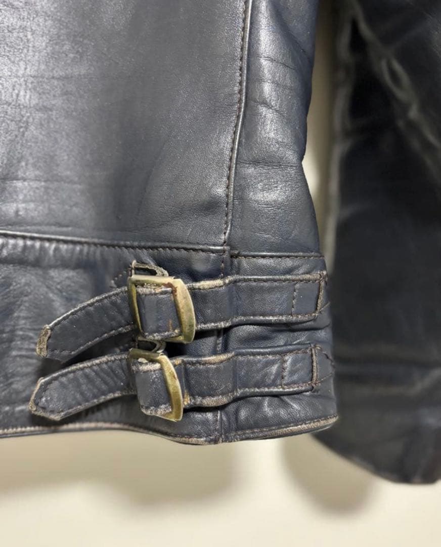 やすのり【美品】80sルイスレザー　スーパーモンザ　38 ネイビー