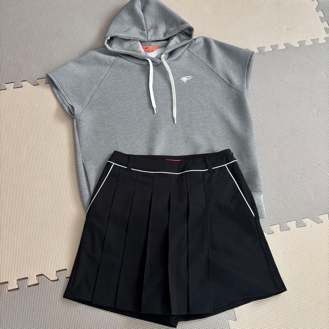 BEAMS GOLF プリーツ ラップキュロット ブラック S