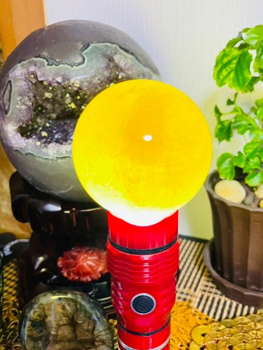 富と幸運の象徴石 天然石 黄水晶 丸玉 風水置物