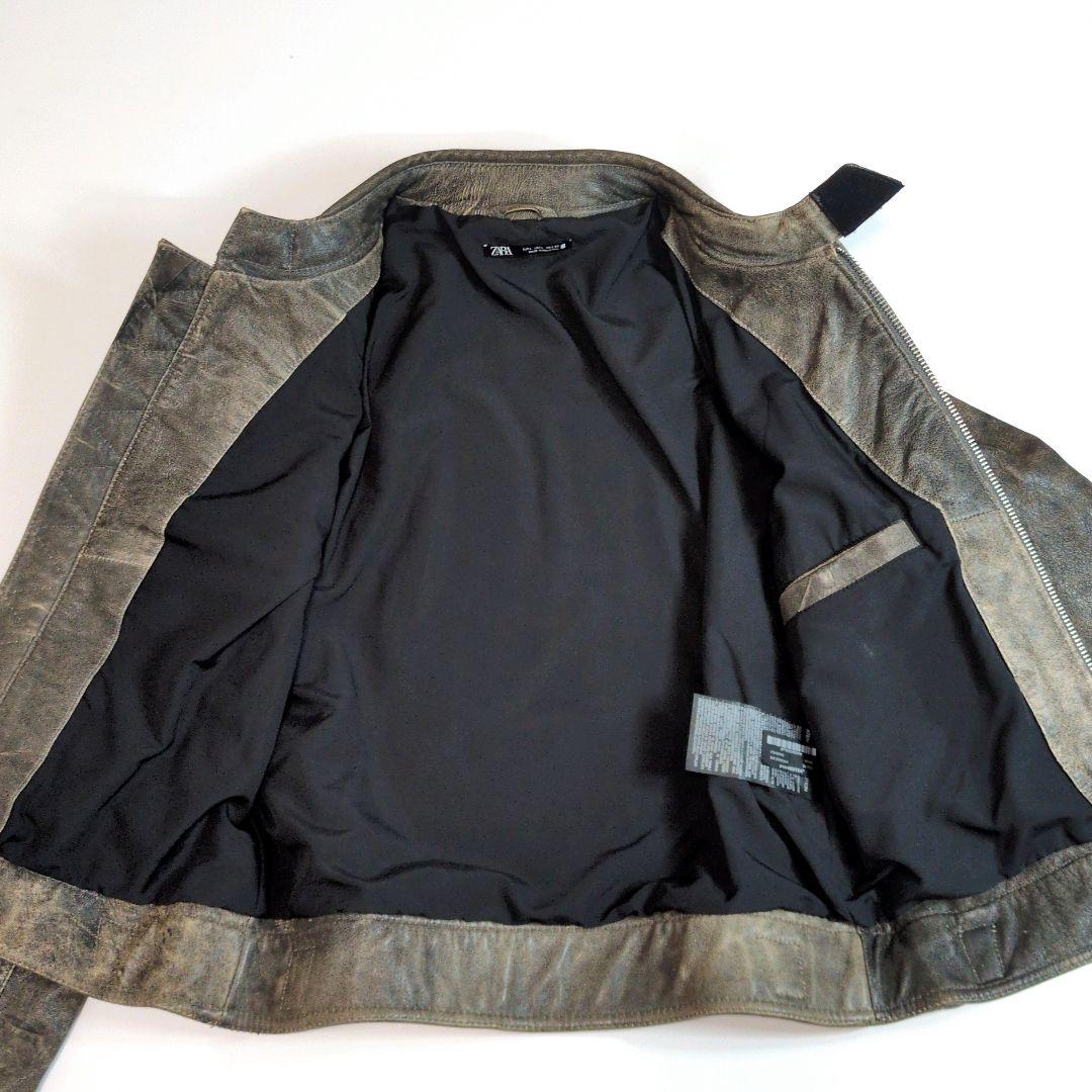 ZARA ザラ ライダース ラムレザー ダメージ加工 バイクウェア プロテクター