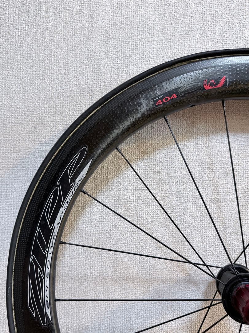 【訳あり】ZIPP 404 チューブラー カーボンホイール シマノ11速 おまけ