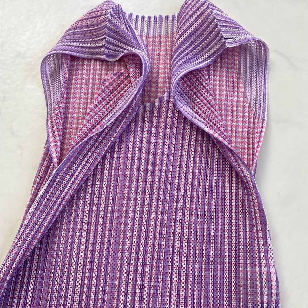 美品★ISSEY MIYAKE イッセイミヤケ ノースリーブワンピース 紫系 3