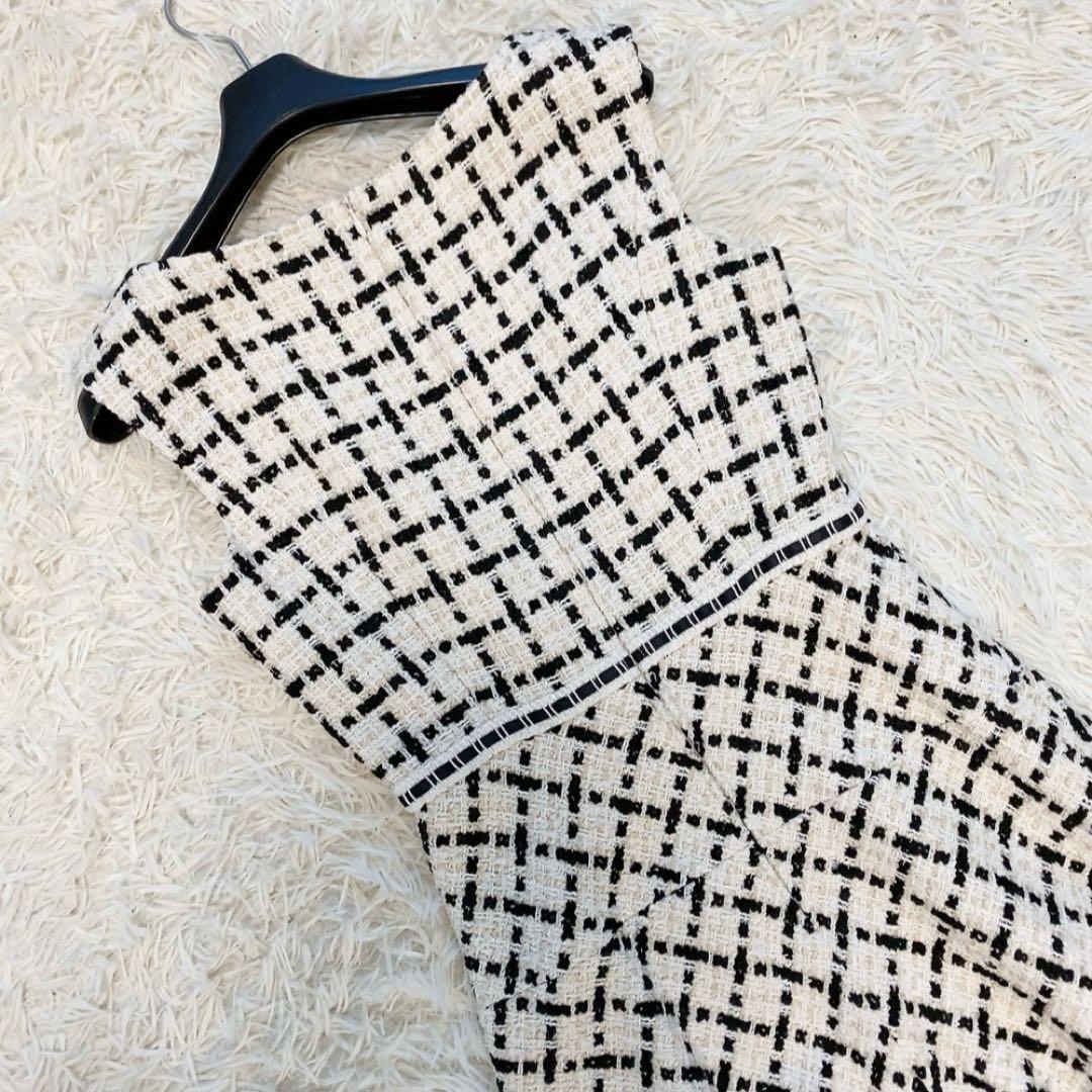 【美品】TOCCA ツイードワンピース Aライン ウエストマーク フリンジ 人気