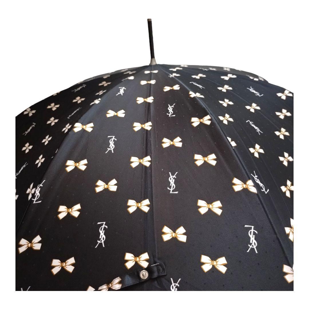 イヴサンローラン YSL リボン 傘 ブラック 黒 晴雨兼用