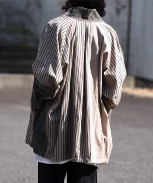 ジャケット・アウター YANTOR Stripe Khadi Cotton Jacket
