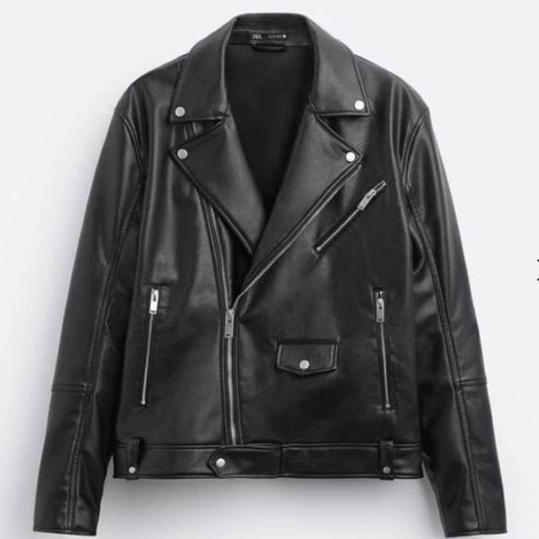 ZARA フェイクレザー ライダースジャケット メンズ