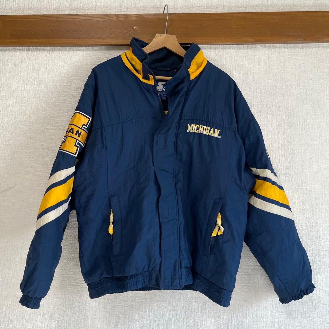 90s STARTER ミシガン大学 中綿 ナイロンジャケット XL アメフト