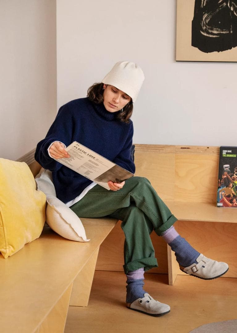 ROTOTO オーガニックコットン セーラーハット　ECRU NAVY