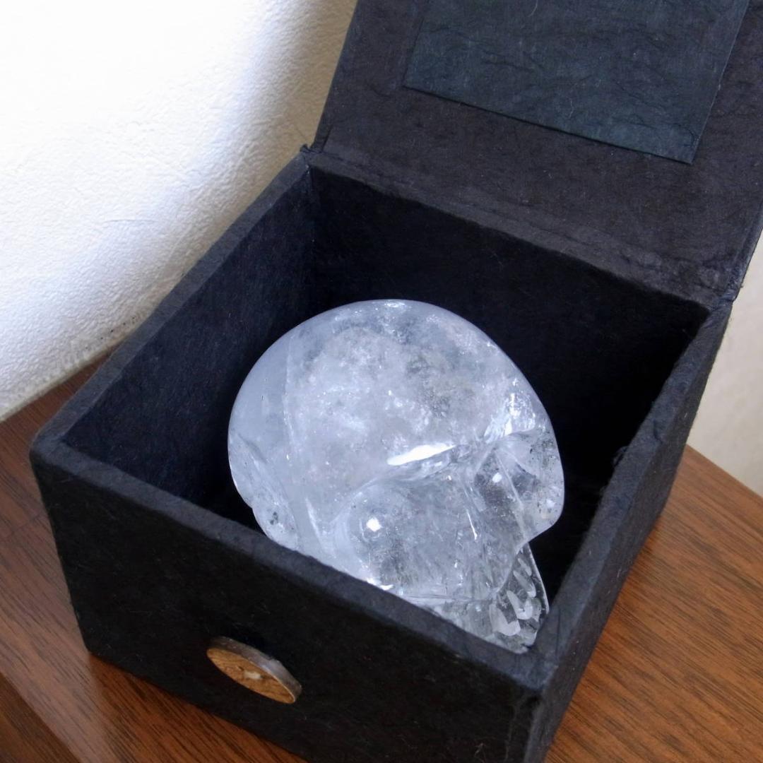ネパール ヒマラヤ水晶製 ドクロ水晶 スカルクォーツ 箱付き 337g