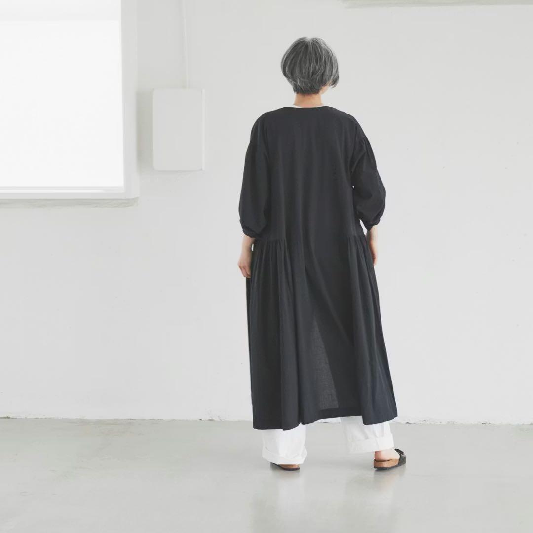 北欧、暮らしの道具店　年中着たくなるサイドギャザーの2wayワンピース　黒