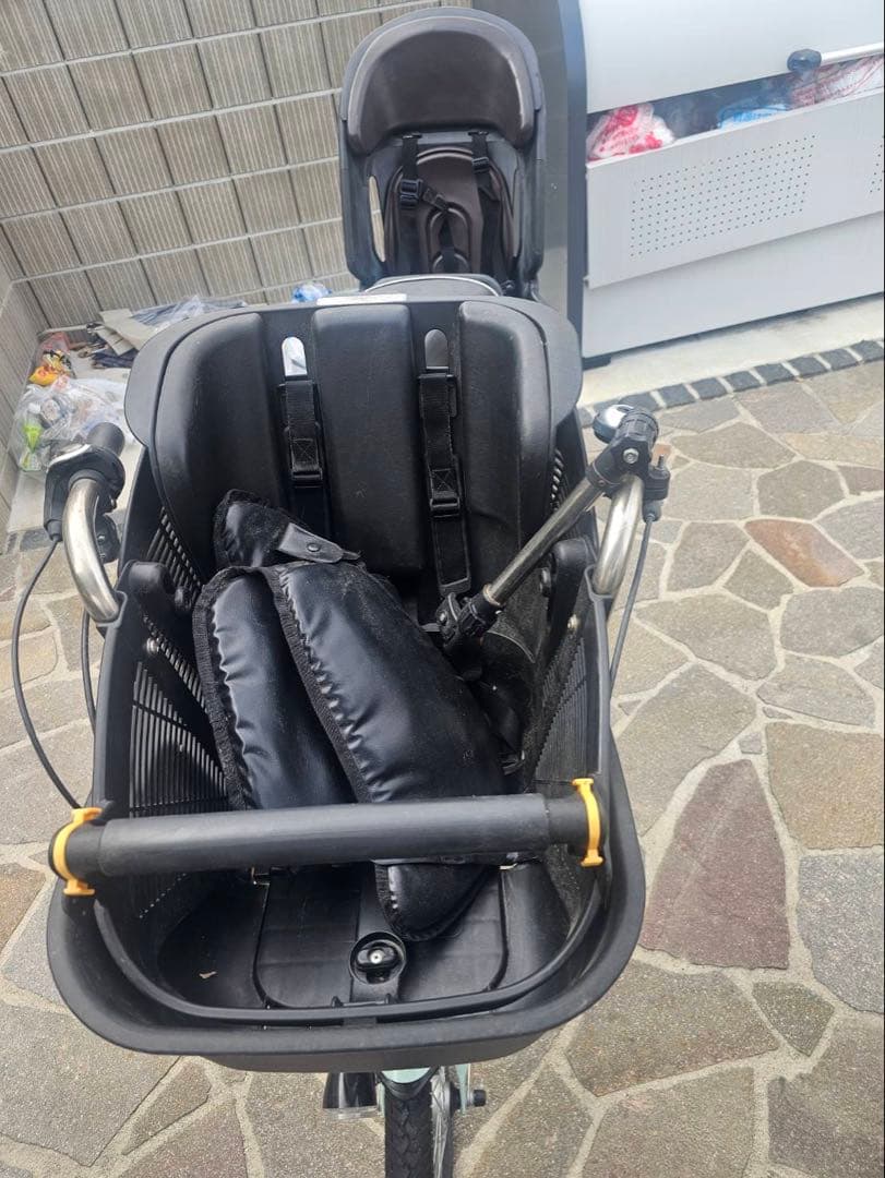丸石サイクル　ふらっかーずシュシュ　子供乗せ3人乗り自転車　前後チャイルドシート
