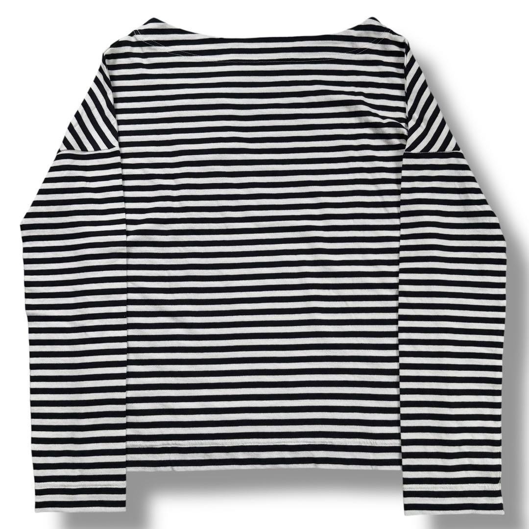 美品 MADISONBLUE ボーダー ロゴ カットソー ロンT ワッペン 00