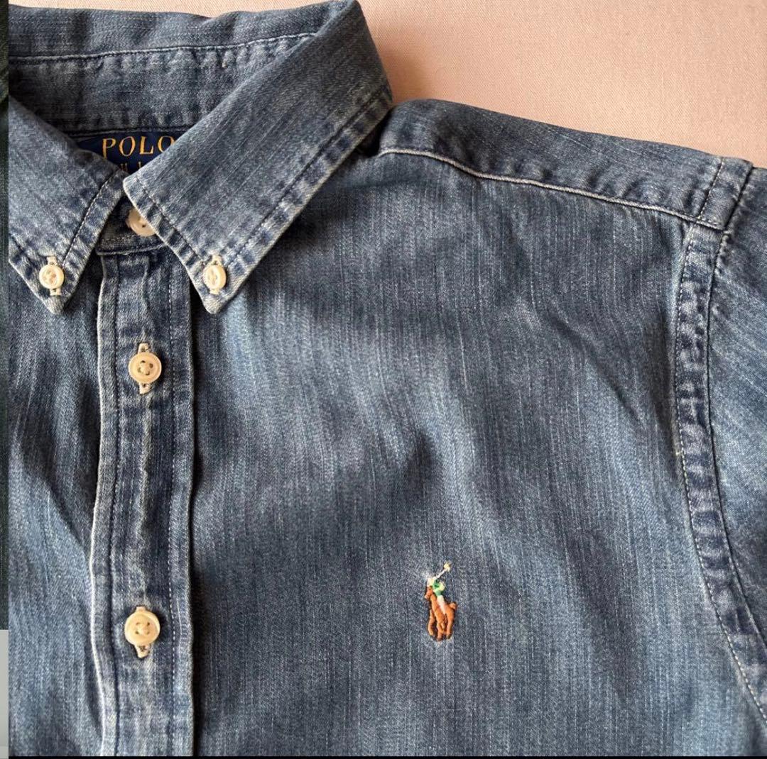B417新品レディース可能RalphLaurenダンガリーシャツUSボーイズXL
