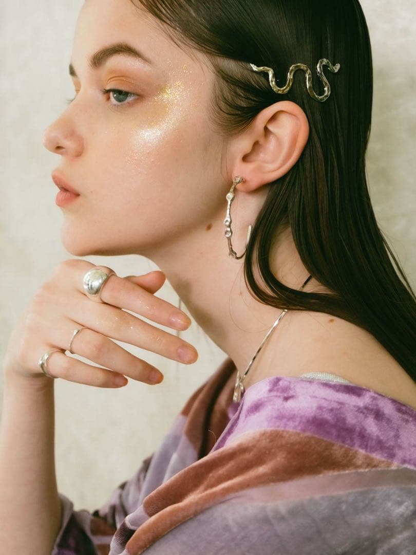 2点セットUnevenness Hair Pierce スネークウェーブヘアピン
