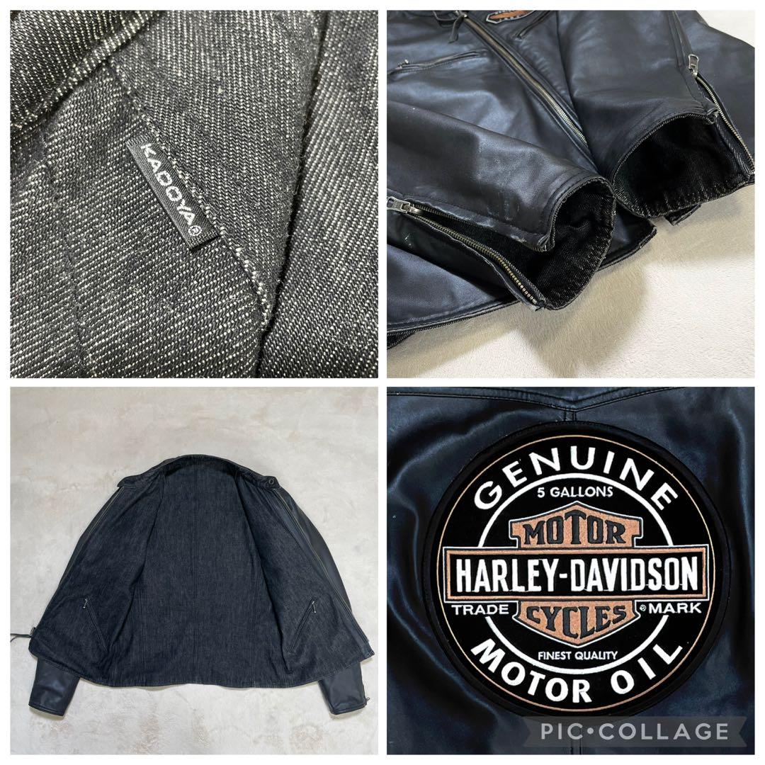 KADOYA×ハーレーダビットソン　リバシーブル　レザー　デニム　ジャケットXL