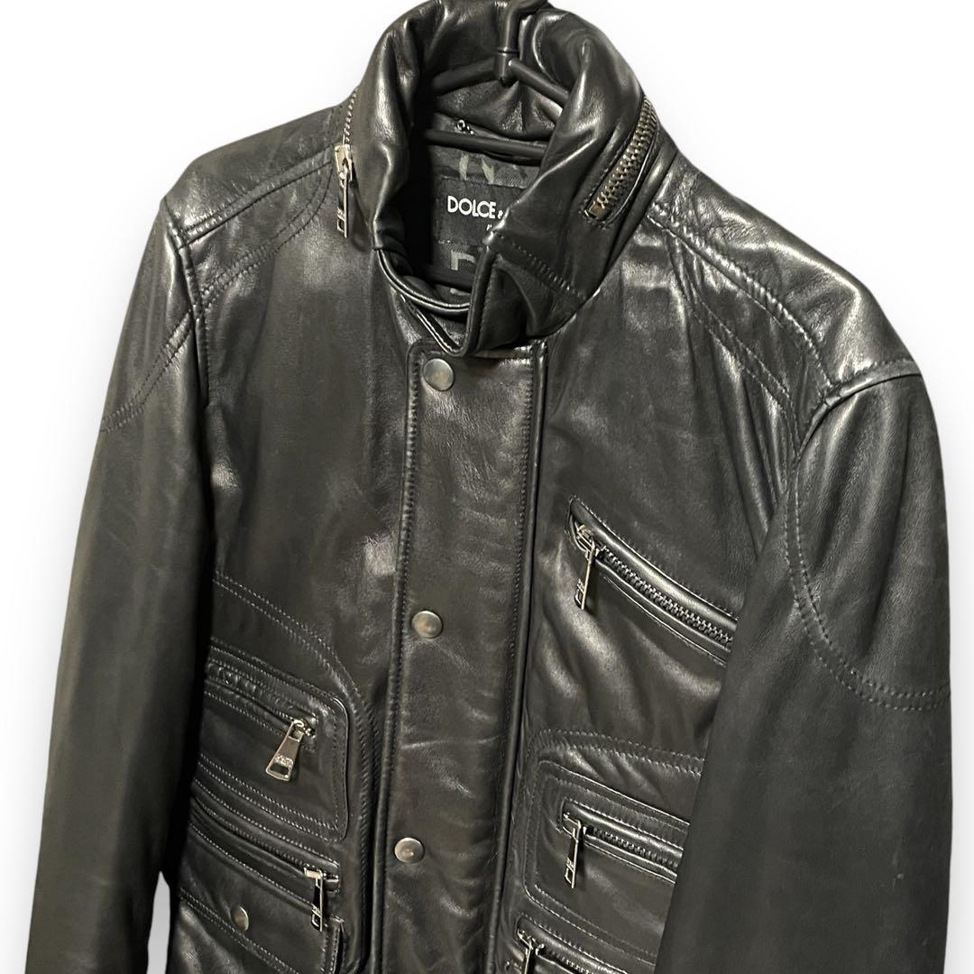 最高級 定価44万 ドルガバ レザージャケット シングル ライダース
